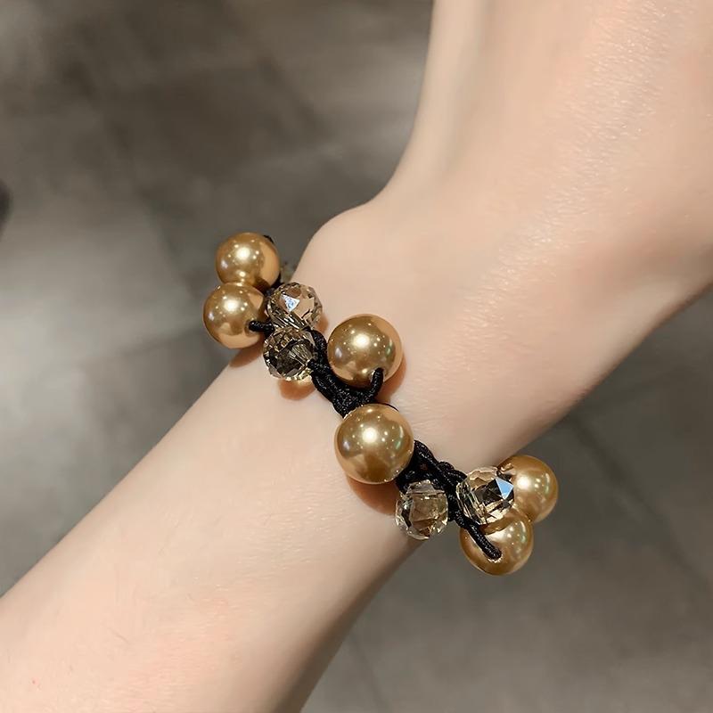 Koreanische einfache Perle elastische Haarbänder Frauen elegante Haar Seil Krawatten Mädchen Kopfbedeckungen Haar-Accessoires