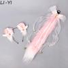2Pcs/Set Lolita Cat Ear Headband Plush Tail Fox Tail Cosplay Accessories Hand-Made Fluffy Animal Ears Fox Ear Bow Ribbon Tail