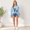 Felpa girocollo da donna con stampa animalier, vestibilità larga, pullover casual