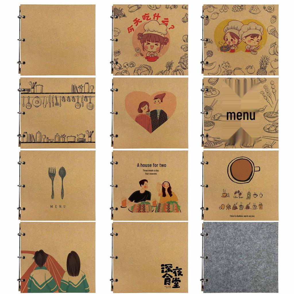 Hand-Painted Homemade Family Recipe Book - DIY Handwritten Kraft Paper Album