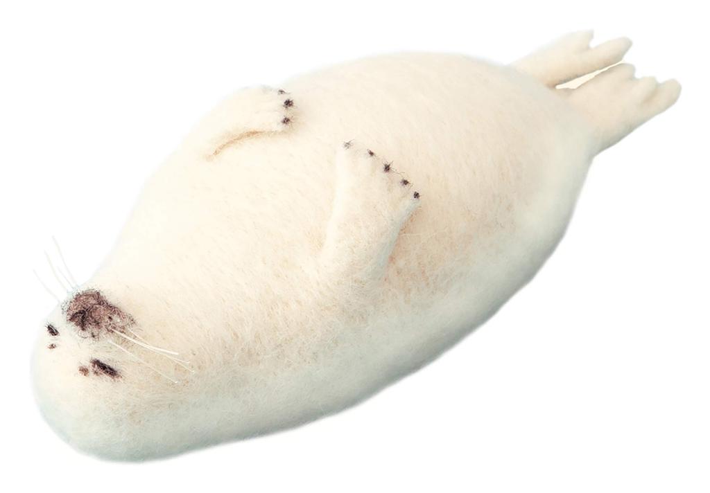 Hamanaka Felt Heartwarming Animal Made with Felted Kit, Seal, Wool, H441-544