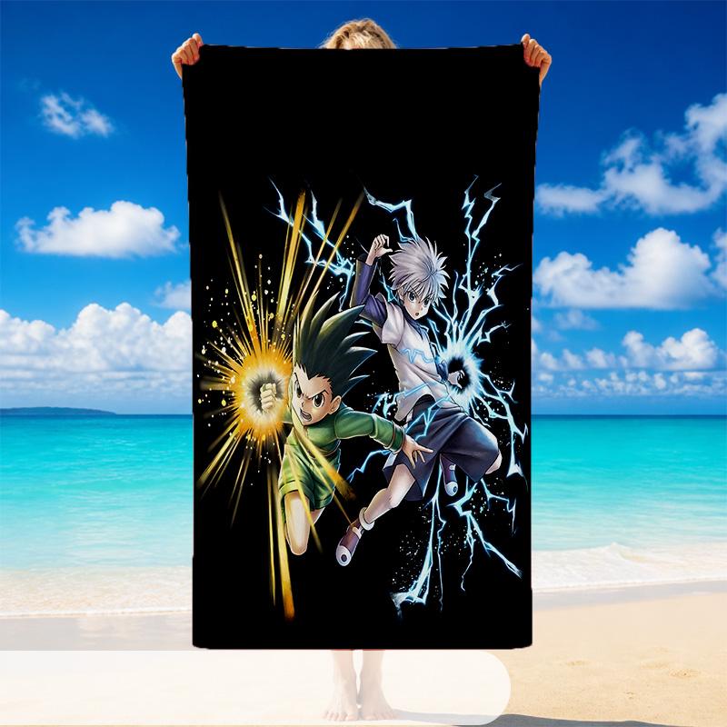 Quick Dry Beach Towel Hunter X Hunter Pattern, Lightweight Absorbent Towel for Pool Beach Vacation Use