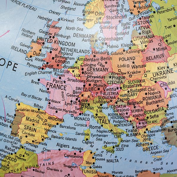 ORBYS Globe English Version Carrara 7 Type 30cm Diameter Administrative Map 43631