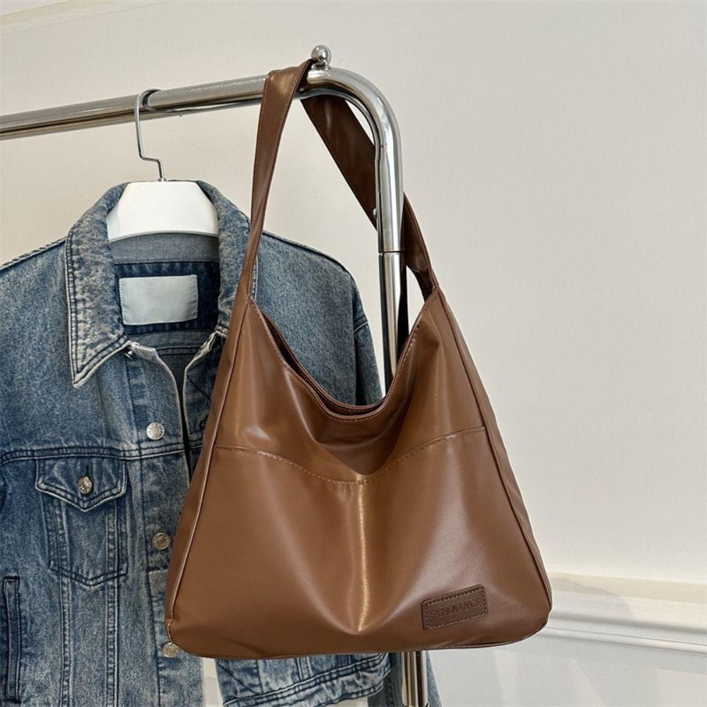 PU Leather Minimalist Tote Bag Large Capacity Ladies Handbags Casual Single Shoulder Bag  Gift