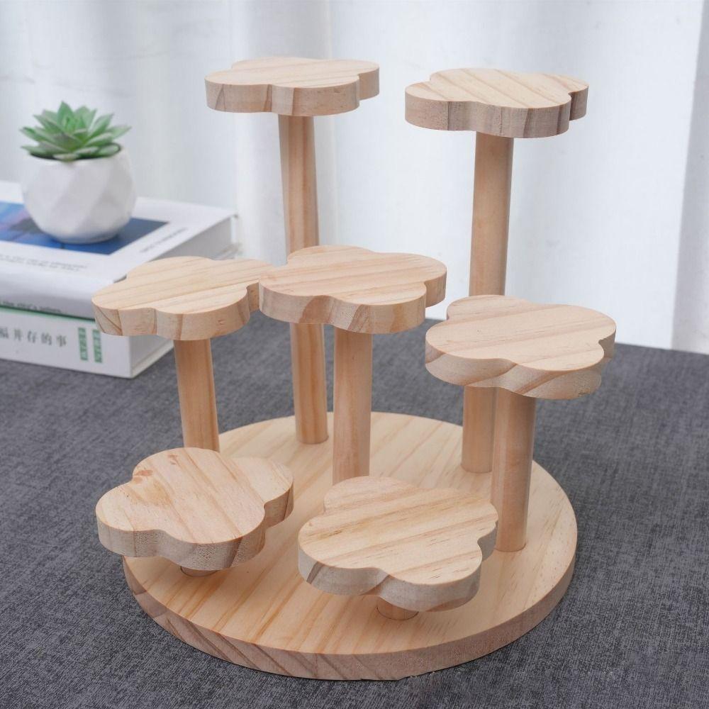 Multi Tier Desktop Display Stand Decorative Storage Rack Portable Wooden Storage Shelf Table