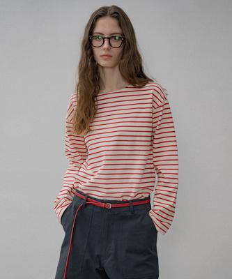 Siyajyu Sitp5192 Loose Fit St Boat Neck T-Shirt_Red Stripe
