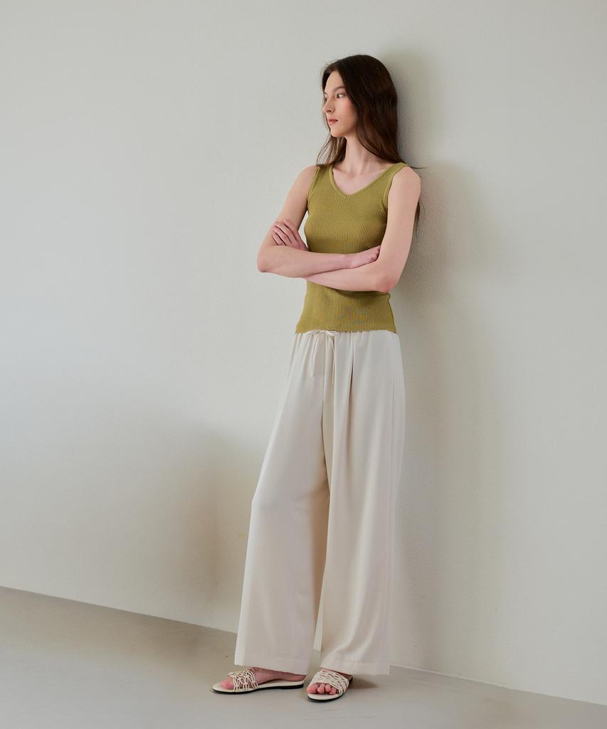 THEELO Flowy Banding Slacks (Cream)