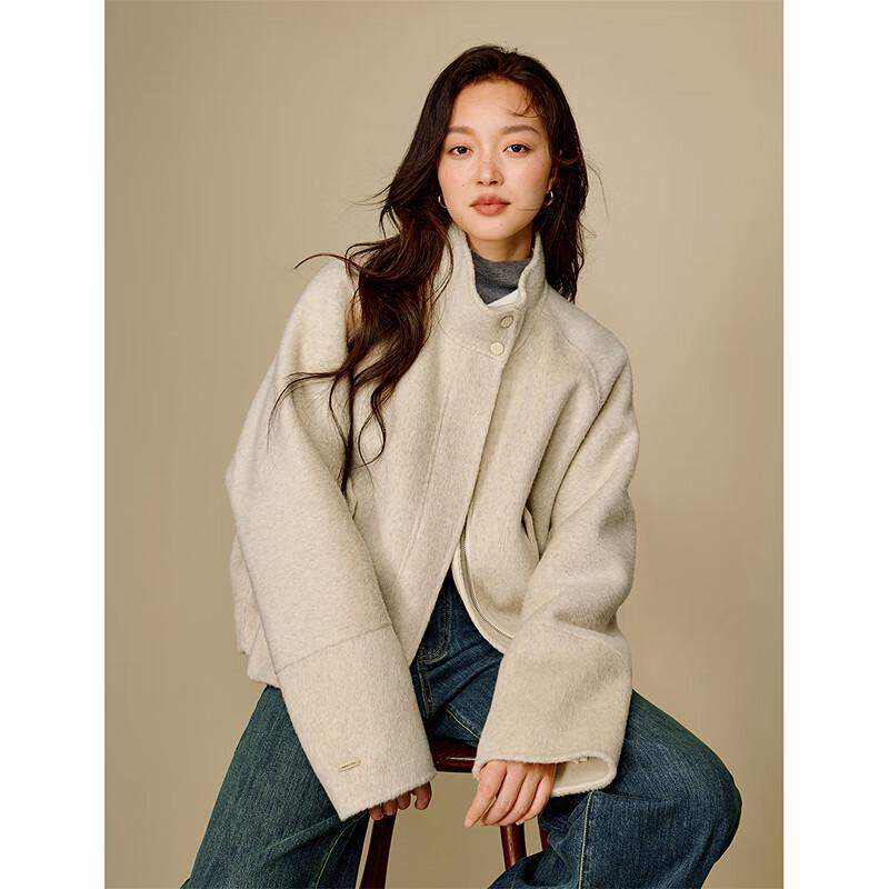 INMAN Women's Pure Wool Double-Faced Short Coat