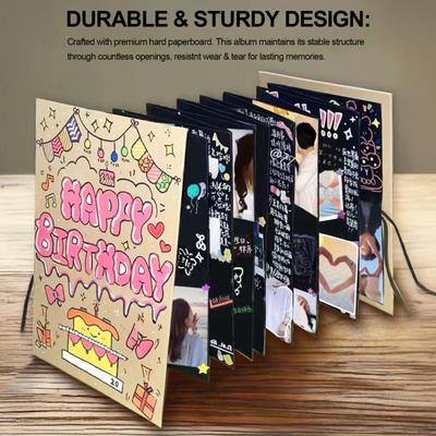 Akkordeon Scrapbook Album Dehnbares Faltbares Hardcover Fotoalbum DIY Handgemacht Paare Erinnerungsbuch Valentinstag Jubiläum Abschlussgeschenk