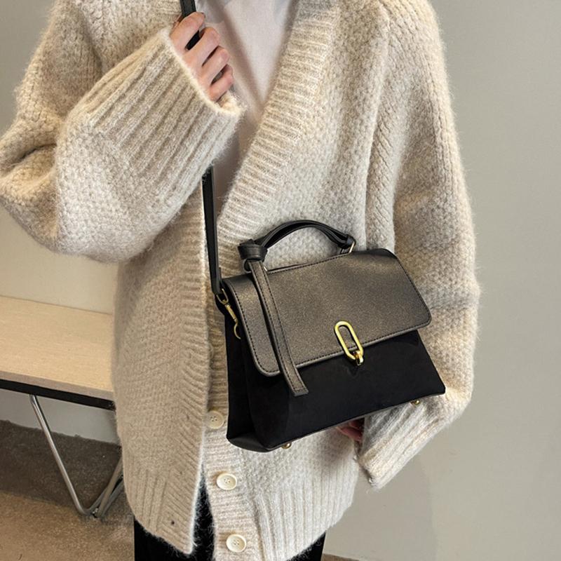 High Sense Handbags Women's Autumn and Winter Solid Color All-Matching Shoulder Bag Retro Minority Crossbody Commuter Bag