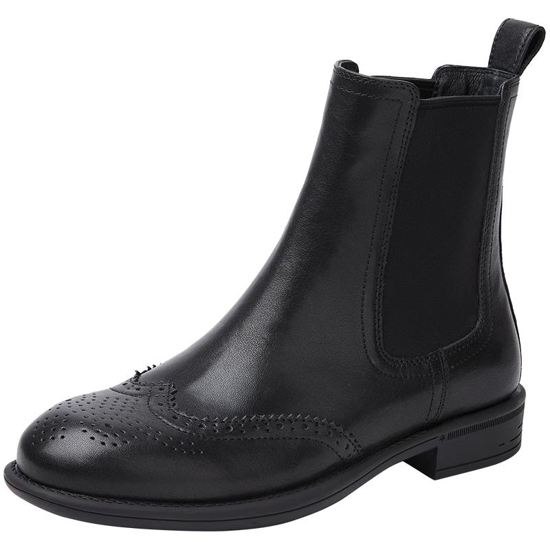 Baitiansen Women s Brogue Chelsea Ankle Boots 37