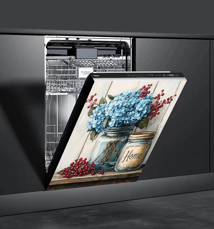 1PC PVC Waterproof Decals Kitchen Floral Printed Home Decoration Dishwasher Sticker Self Adhesive Wallpaper Refrigerator