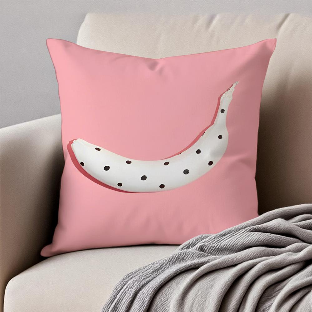 Fresh Tropical Plant Fruits Pattern Art Cushion Cover Pillowcase Antidustmite Invisible Zipper Short Plush Sofa Cushion