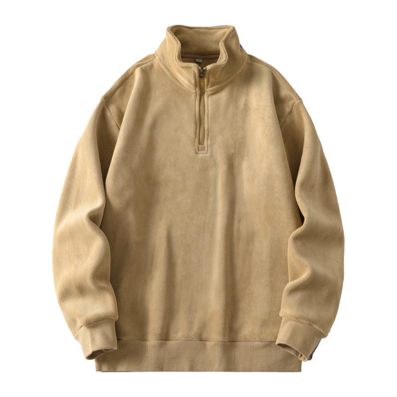 Men's Antibacterial Far Infrared Velvet Sweatshirt - Stand Collar, Zipper, Long Sleeve, Autumn/Winter 2024