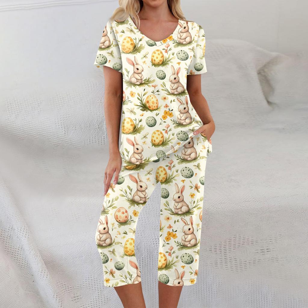 2 Piece Sets For Women Short Sleeve Top And Pants With Pockets Workout Soft  Print Sets