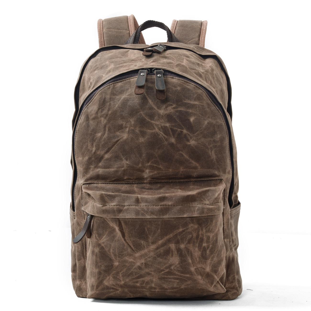 European and American Vintage Cloth Bag for Women, Oil Wax Canvas Bag, Vintage Outdoor Backpack, Large-capacity Backpack, Men s