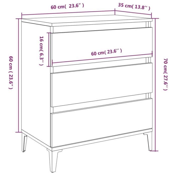 823052 vidaXL Buffet Concrete Grey 60x35x70 Cm Engineered Wood