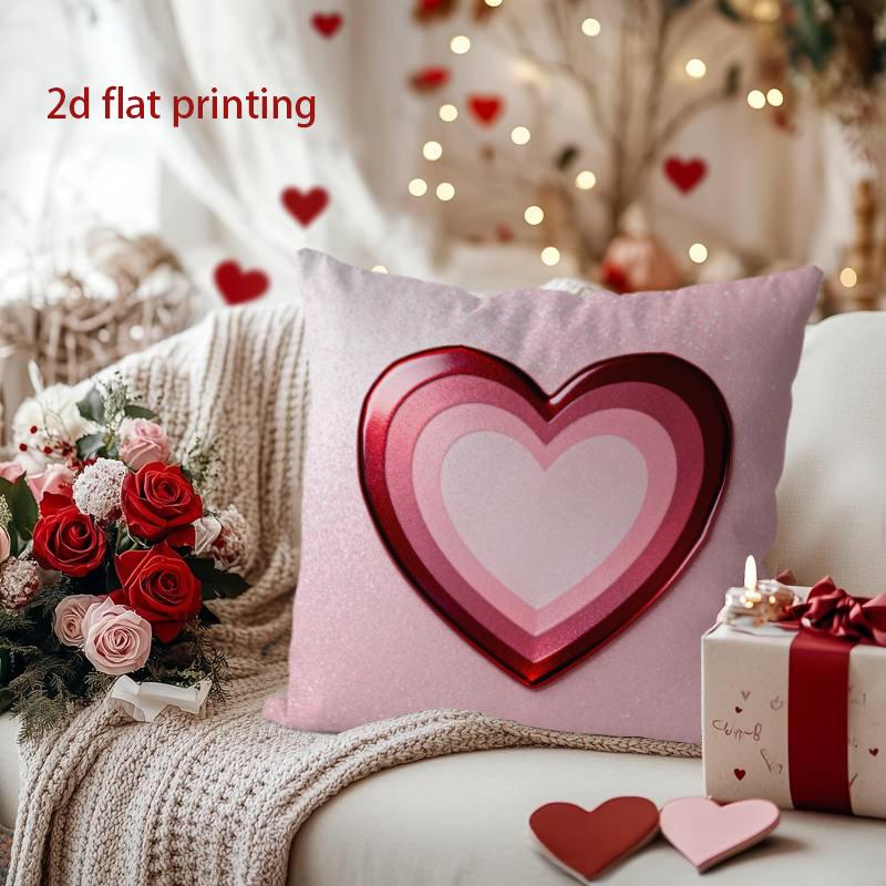 

Heart-Shaped Design Valentine s Day Pillow Cover Pattern Cushion Cover Suitable for Sofa Bedroom Car Pillow Cover 16x16Inch