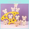 Wooden Balance Blocks For Kids With Mouse And Cheese Theme For Eyehand Coordination Development