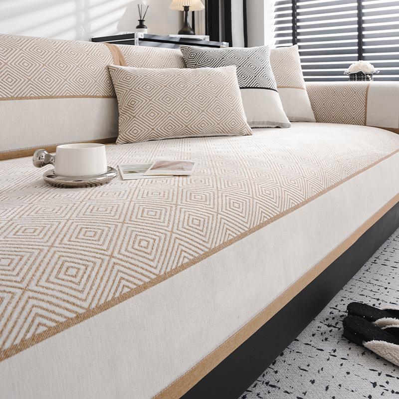 Skin-Friendly Chenille Sofa Cushion Thickened Full Cover Living Room Sofa Cover Universal Non-Slip Backrest Cover Furniture Dust