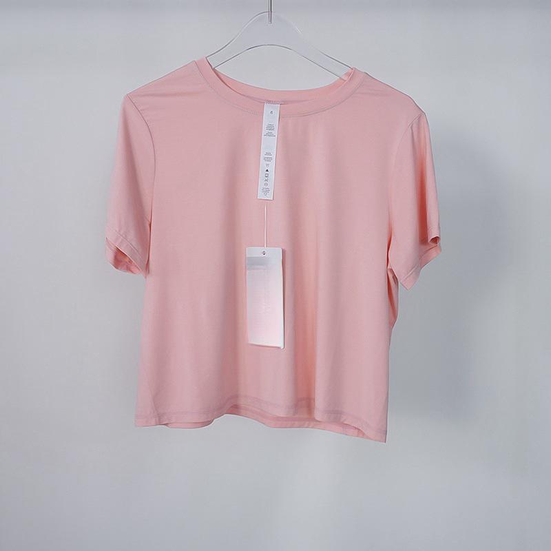 

Женская футболка для йоги с коротким рукавом в стиле Lulu - Свободный крой, Высокая эластичность, Повседневный спортивный модал Size 10 (130-145 lbs)