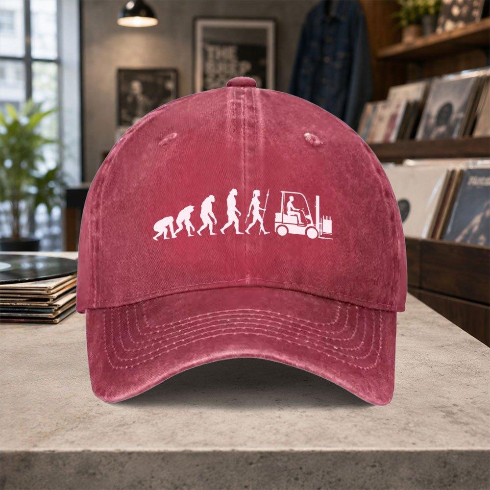 HuUnisex Evolution Forklift Washed Baseball Cap  Unisex Adjustable Vintage Casual Hat for Outdoor  Daily Wear