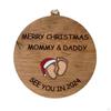 Christmas Hanging Wooden Sign with Ropes 9.5cm for Mommy And Daddy