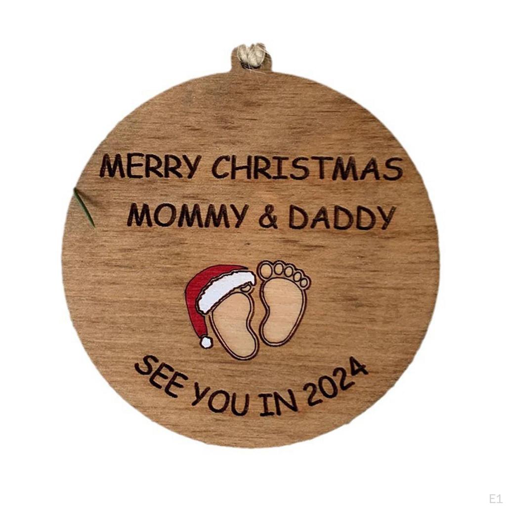 Christmas Hanging Wooden Sign with Ropes 9.5cm for Mommy And Daddy