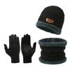 1set Three-piece Neckline, Men's Windproof Hat, Outdoor Winter Scarf, Gloves, One Plus Knit Hat