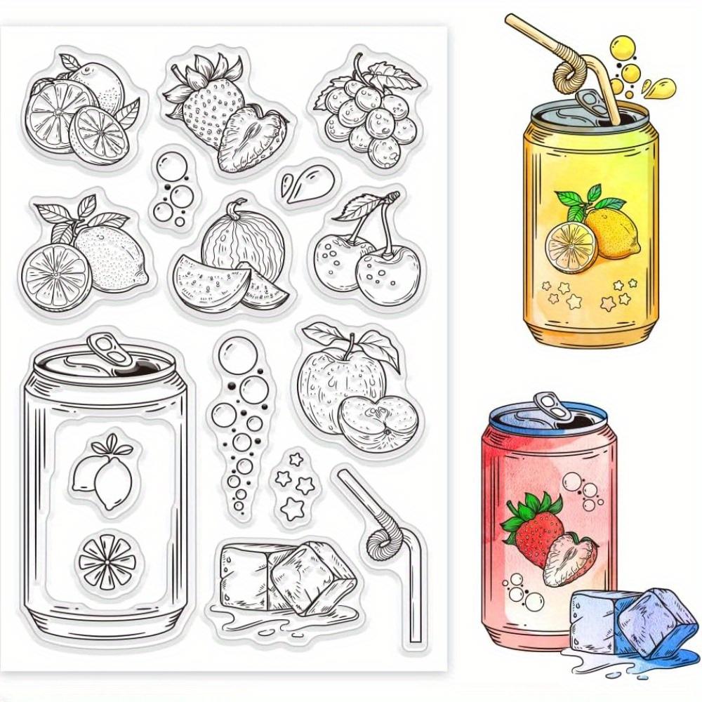 

Summer Fruits Clear Stamps for Cards Making Cans Drink Stamps for DIY Scrapbooking Photo Album Journal Home Decoration