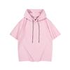 Felpa con cappuccio e maniche corte da uomo T-shirt Girocollo Monocolore Casual Vestibilità Larga Streetwear Top