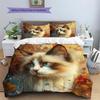 Maple Leaf Cat  Pattern Bedding Quilt Set Quilt Cover Pillowcase Home Decoration  Gift (1 * duvet cover + 2 * pillowcase, without core)