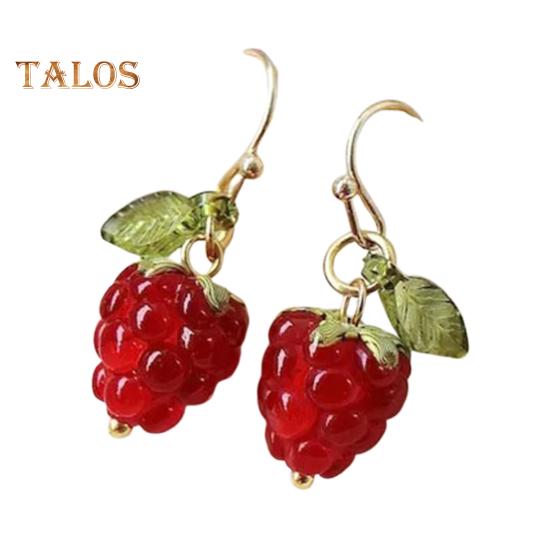 

1 пара женских сережек с искусственным кристаллом малины, серьги-кисточки с фруктами, серьги-крючки для выпускного вечера, вечеринки, свидания, украшения для ушей A