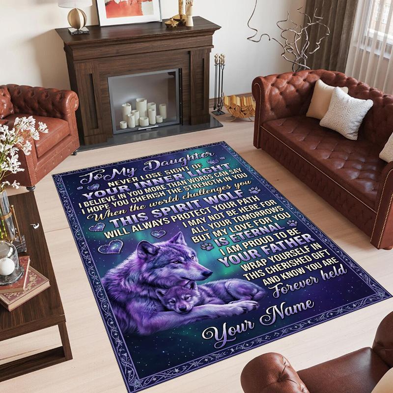 Hearts Theme Crystal Velvet Floor Rug Personalized Custom Name Text Warm Carpet Home Decoration