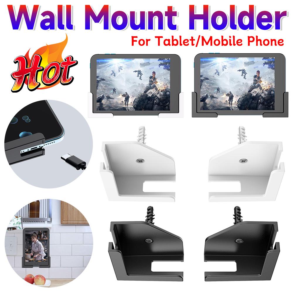 Phone Tablet Charging Holder Stand Fixed by Adhesive Or Screw Versatile Holder for i-Pad/i-Phone 15/Samsung/Kindle/E-Reader