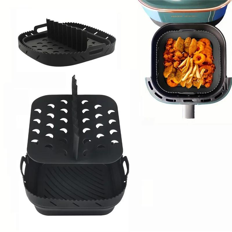 Rectangular 10.4L 5.2L Air Fryer Silicone Tray Set Square 8.5 Inch Non Stick Baking Mat Reusable Kitchen Bakeware Accessory