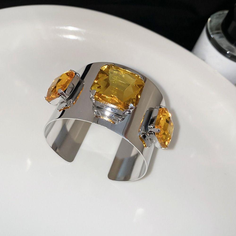 Iron Wide Cuff Bracelet Glossy Metal Open Bangle New Wristband Jewelry  Daily Wear
