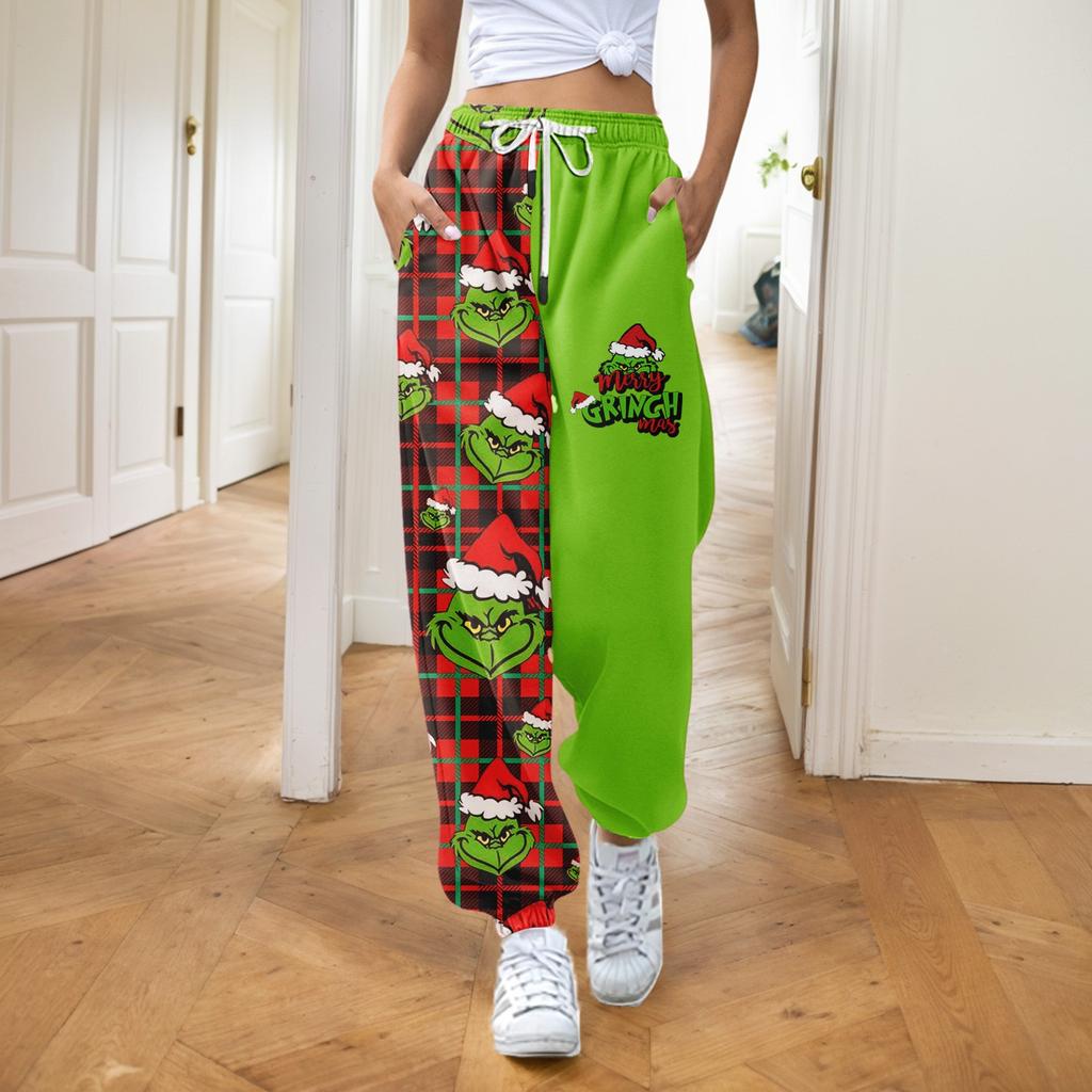 Women's Fashion Christmas Loose Drawstring Waist Solid Color Casual Sweatpants Pants