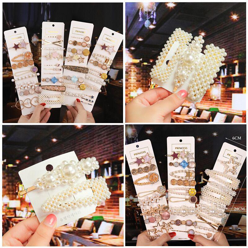 Korean Celebrity BB Hair Clip Set - Pearl Bow & Bangs Accessories