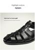 2025 New European and American Men's Genuine Leather Casual Flat Cowhide Sandals, Large Size