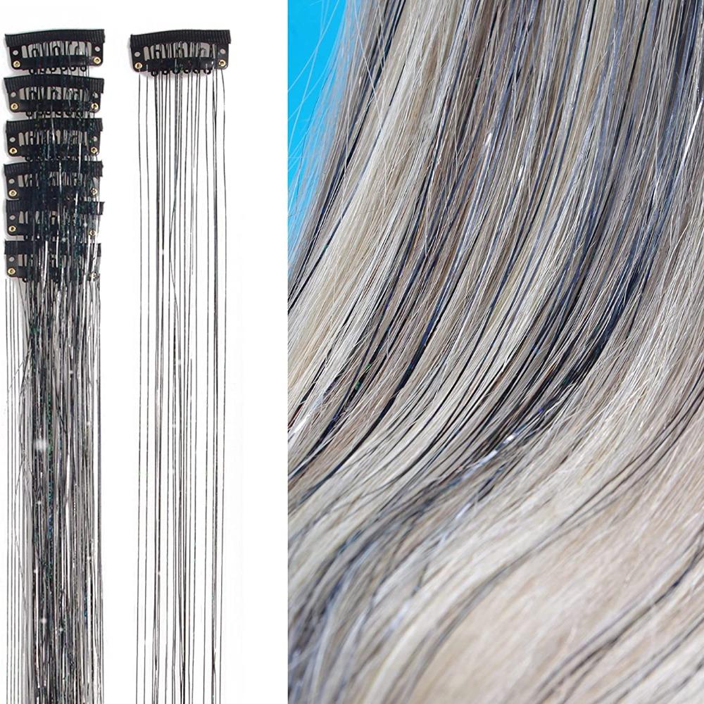 Highlights Clip Clip in Hair Extensions Colored Fairy Hair Hair Highlights Shiny Synthetic Hair Extension Clip