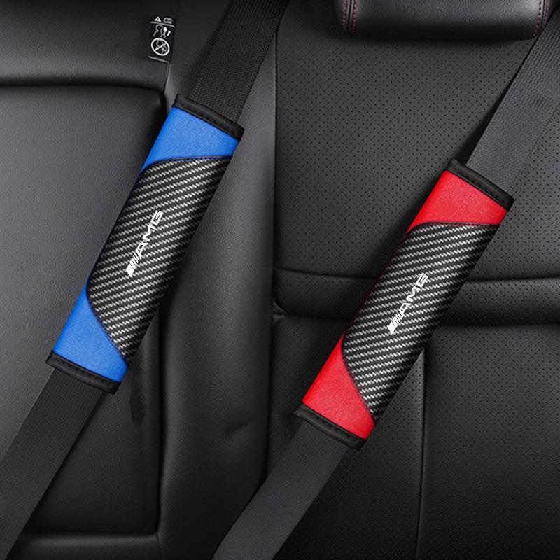Leather Car Seat Belt Cover With Shoulder Pad Breathable PU Leather for Mercedes Benz GLB GLC GLS G63 W164 W140 W203 W210 W108