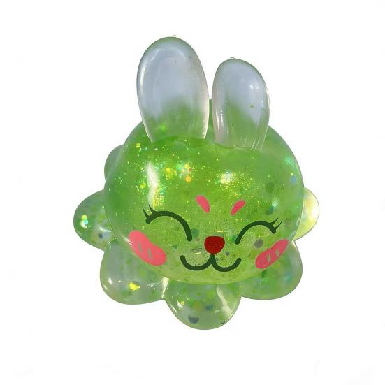 

Bunny Ear Octopus Squeeze Toy Stress Relief Glitter Sugar Ball Sensory Toy Anxiety Relieving Clear Animal Hand Relaxation Tool