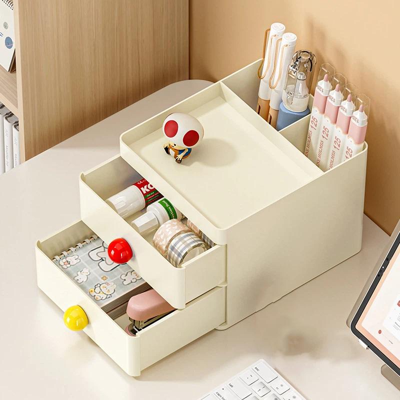 Dopamine Desktop Storage Cabinet Drawer Type Student Desk Stationery Storage Box Hair Tie Hair Clip Jewelry Organizer