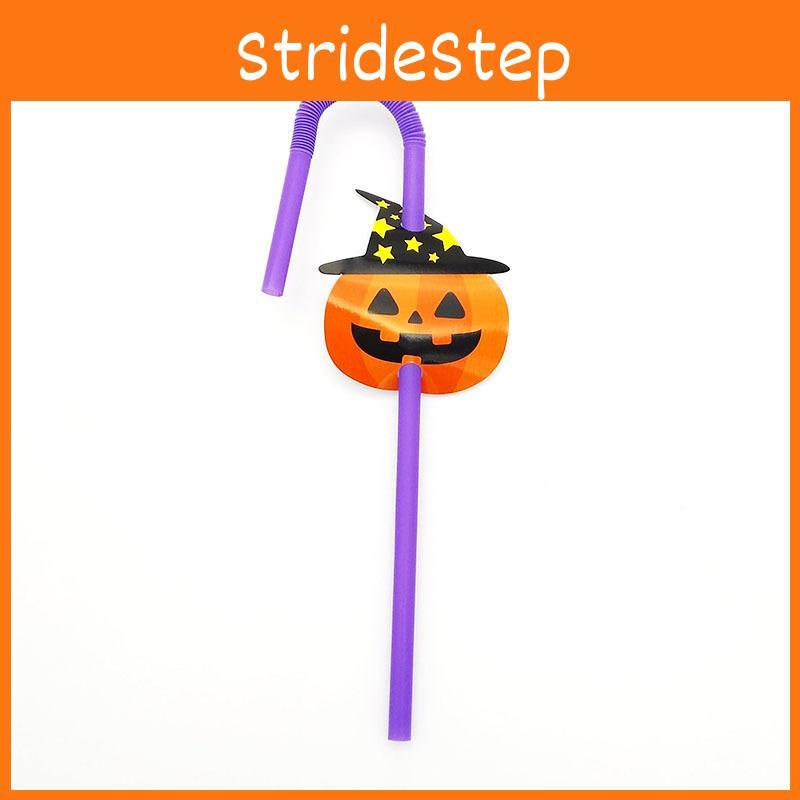 Bendable Halloween 20pcs Plastic Straws Pumpkin And Vampire Party Supplies