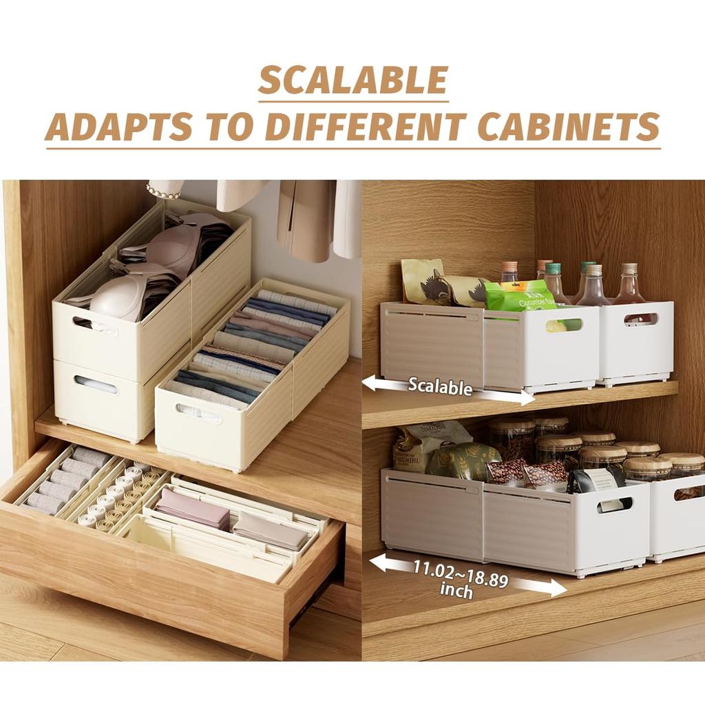 Length Retractable Drawer Organizer Adjustable Cabinet Storage Box Stackable Kitchen Organizers Sorting Storage Box