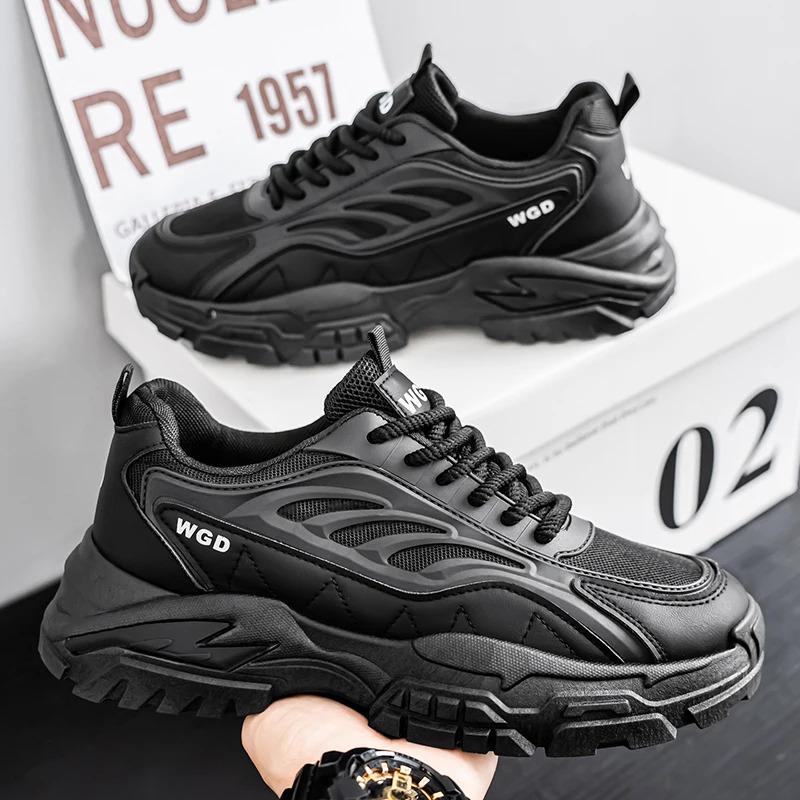 Nowe Męskie Buty do Biegania na Grubej Podeszwie, Podwyższane, Lekkie, Modne, Wszechstronne, Antypoślizgowe i Trwałe Buty Sportowe i Rekreacyjne