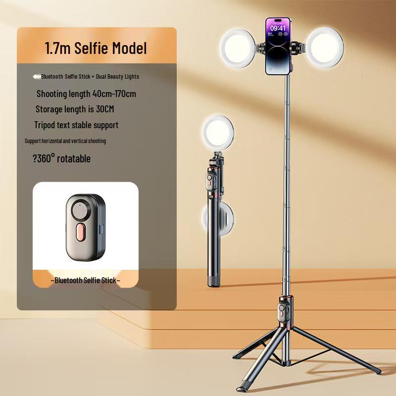 JC25 Portable Bluetooth Selfie Stick with Anti-Shake, Telescopic Tripod for Travel and Live Streaming Photography