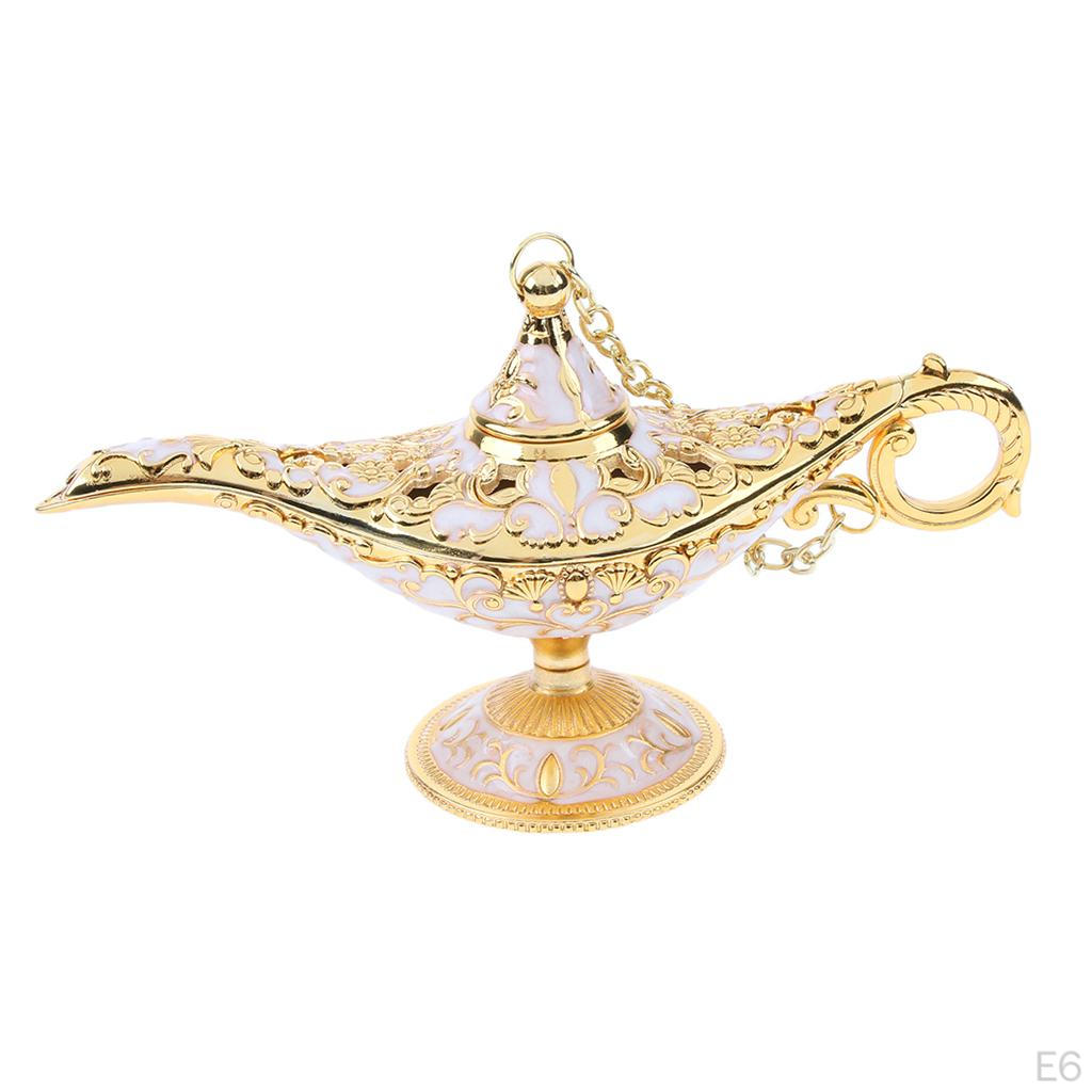 Shiny Vintage Metal Light Lamp Tabletop Accent Arabian Style