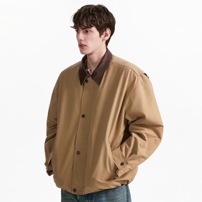 DREAM MADE Men s Barn Style Leather Collar Padded Jacket M